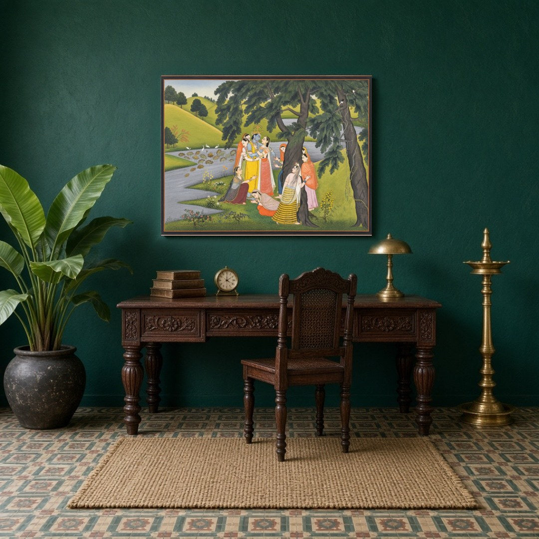 Immerse yourself in the captivating world of Pichwai art with this exquisite portrayal of Krishna for Study