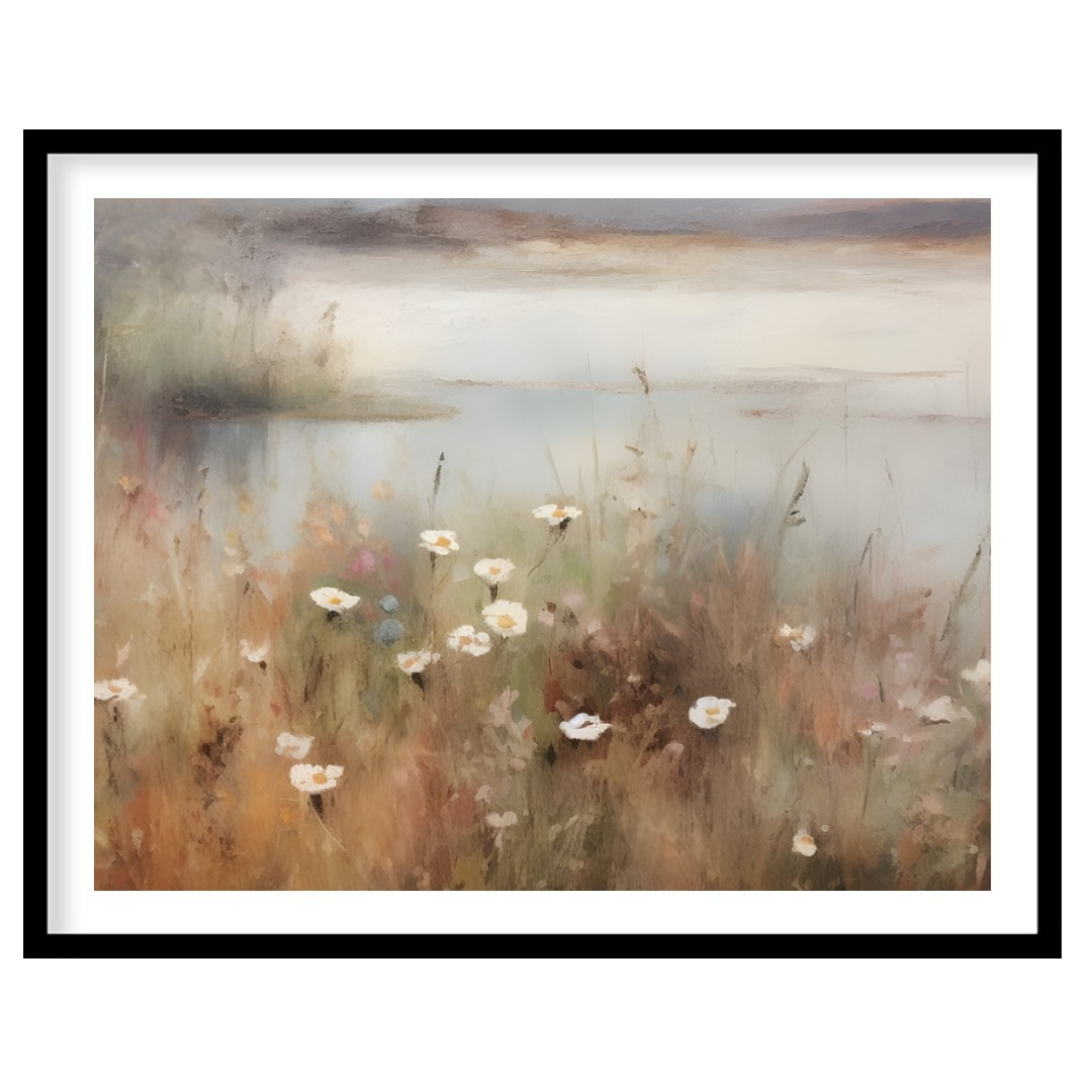 Immerse yourself in the serene beauty of nature with this captivating landscape painting. Soft hues for place