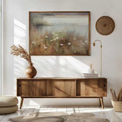 Immerse yourself in the serene beauty of nature with this captivating landscape painting. Soft hues for Sitting Area