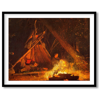 Immerse yourself in the warmth of 'Whispers at the Campfire,' a captivating artwork that captures for living-space