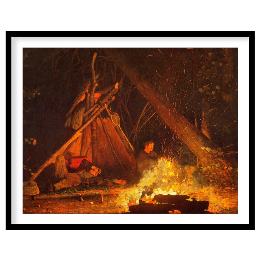 Immerse yourself in the warmth of 'Whispers at the Campfire,' a captivating artwork that captures for living-space
