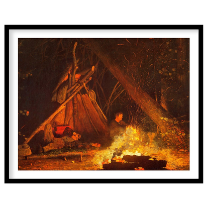 Immerse yourself in the warmth of 'Whispers at the Campfire,' a captivating artwork that captures for living-space