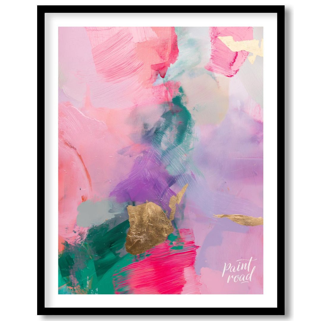 This abstract painting is a symphony of soft, blended colors, punctuated by touches of shimmering g… for abode