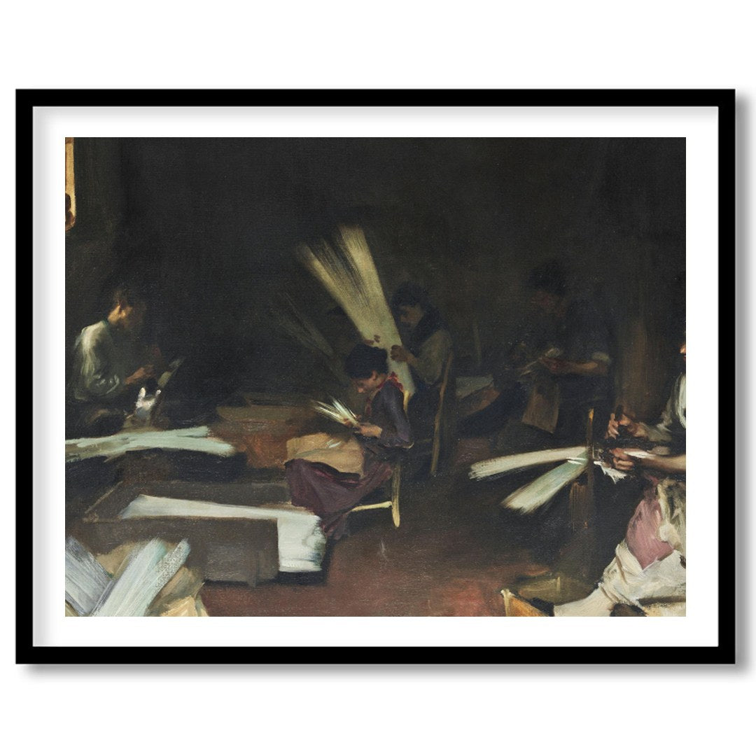 Immerse yourself in the quiet intensity of this evocative scene, capturing artisans at work in for sanctuary