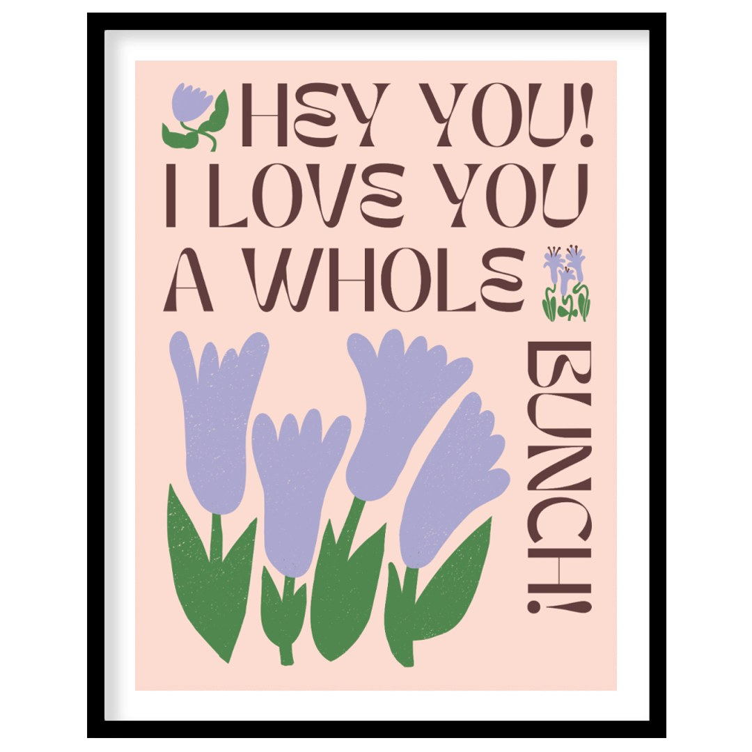 This charming digital illustration features stylized lavender flowers with green leaves against a s… for place