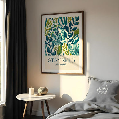 This elegant and nature-inspired artwork features a lush, dense pattern of various stylized leaves … for bedroom
