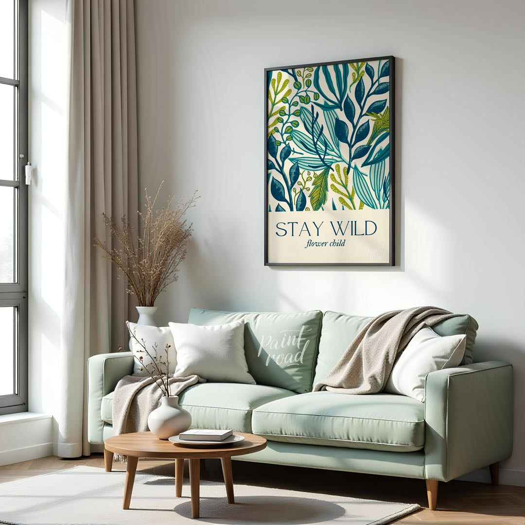 This elegant and nature-inspired artwork features a lush, dense pattern of various stylized leaves … for living room