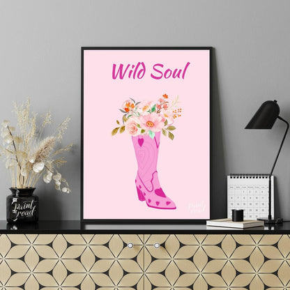 Wild Soul Cowboy Boot Painting at Wild Soul Cowboy Boot buy online at Paint Road featuring artistic bohemian decor and charming