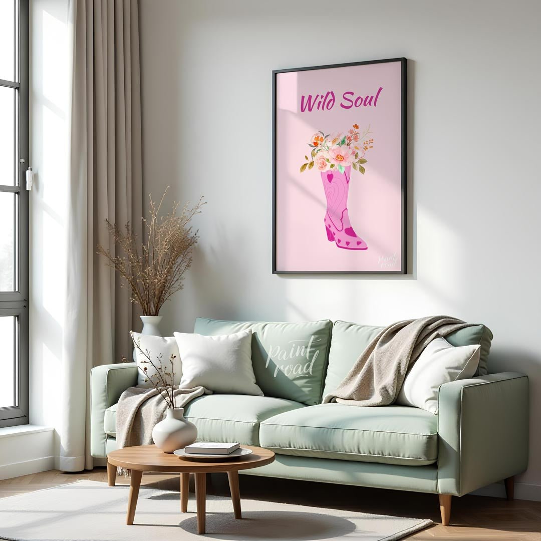 Wild Soul Cowboy Boot Painting at Wild Soul Cowboy Boot buy online at Paint Road featuring artistic bohemian decor and charming