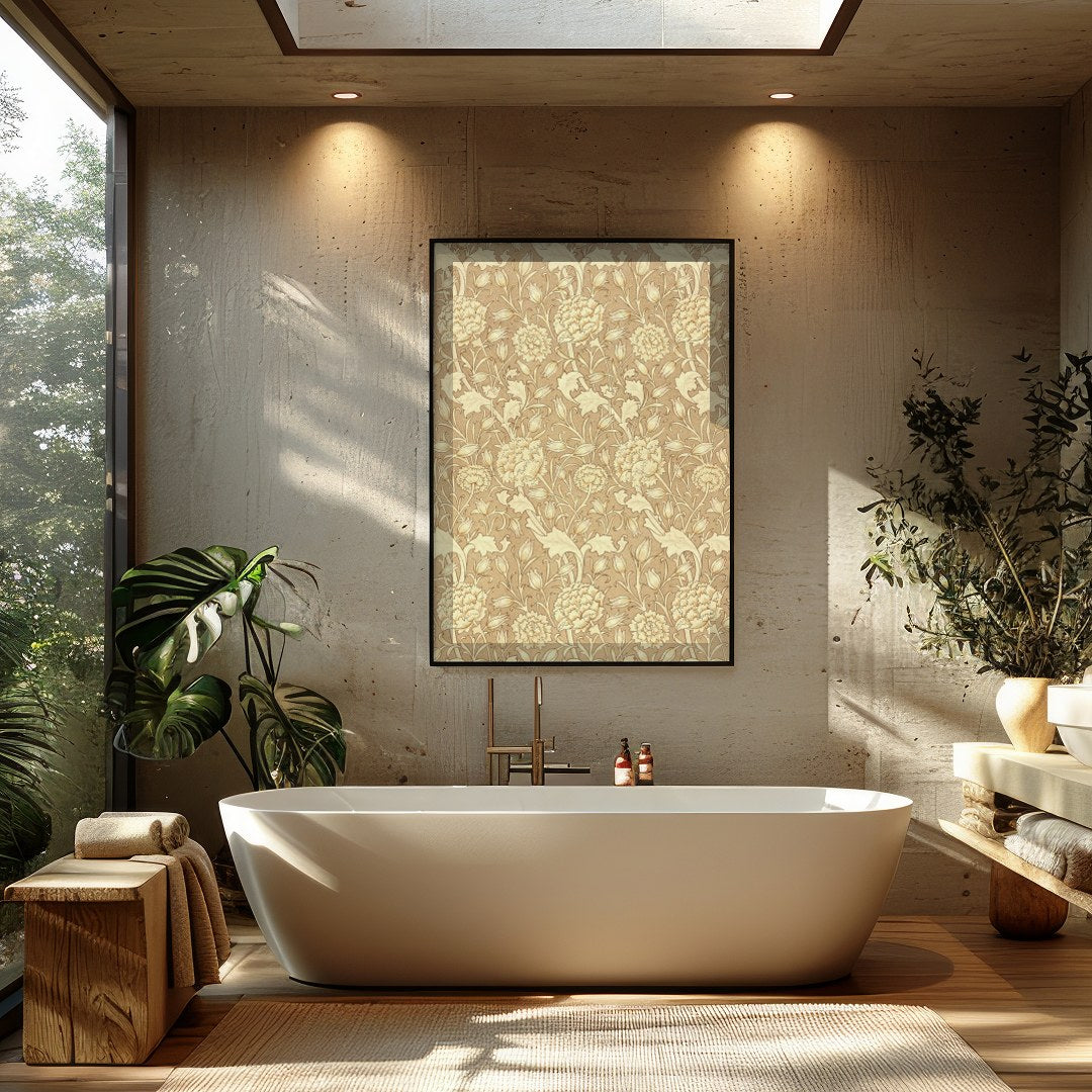 This exquisite Wild Tulip print from 1884 by William Morris showcases the timeless beauty of floral for Bathroom
