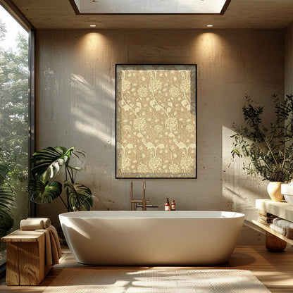 This exquisite Wild Tulip print from 1884 by William Morris showcases the timeless beauty of floral for Bathroom