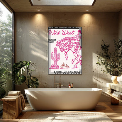 Immerse yourself in the adventurous spirit of the Wild West with this captivating artwork. for Bathroom