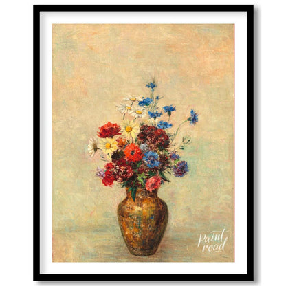 This painting, “Flowers in a Vase,” attributed to Odilon Redon, captures a vibrant bouquet of wildf… for place