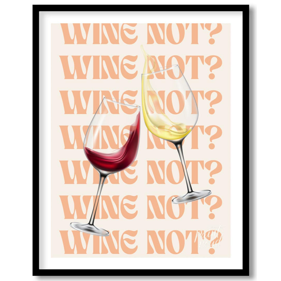 A fun and playful graphic design featuring two wine glasses clinking together with the phrase "Wine… for sweet-home