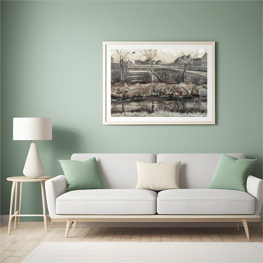 Experience the serene beauty of a quiet winter scene with this exquisite artwork. The muted palette for Hall
