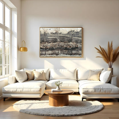 Experience the serene beauty of a quiet winter scene with this exquisite artwork. The muted palette for Living Room