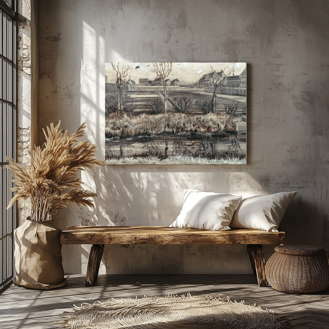 Experience the serene beauty of a quiet winter scene with this exquisite artwork. The muted palette for Veranda