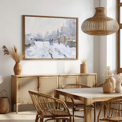 Immerse yourself in the serene beauty of a winter wonderland with this evocative piece. The artwork for Dining
