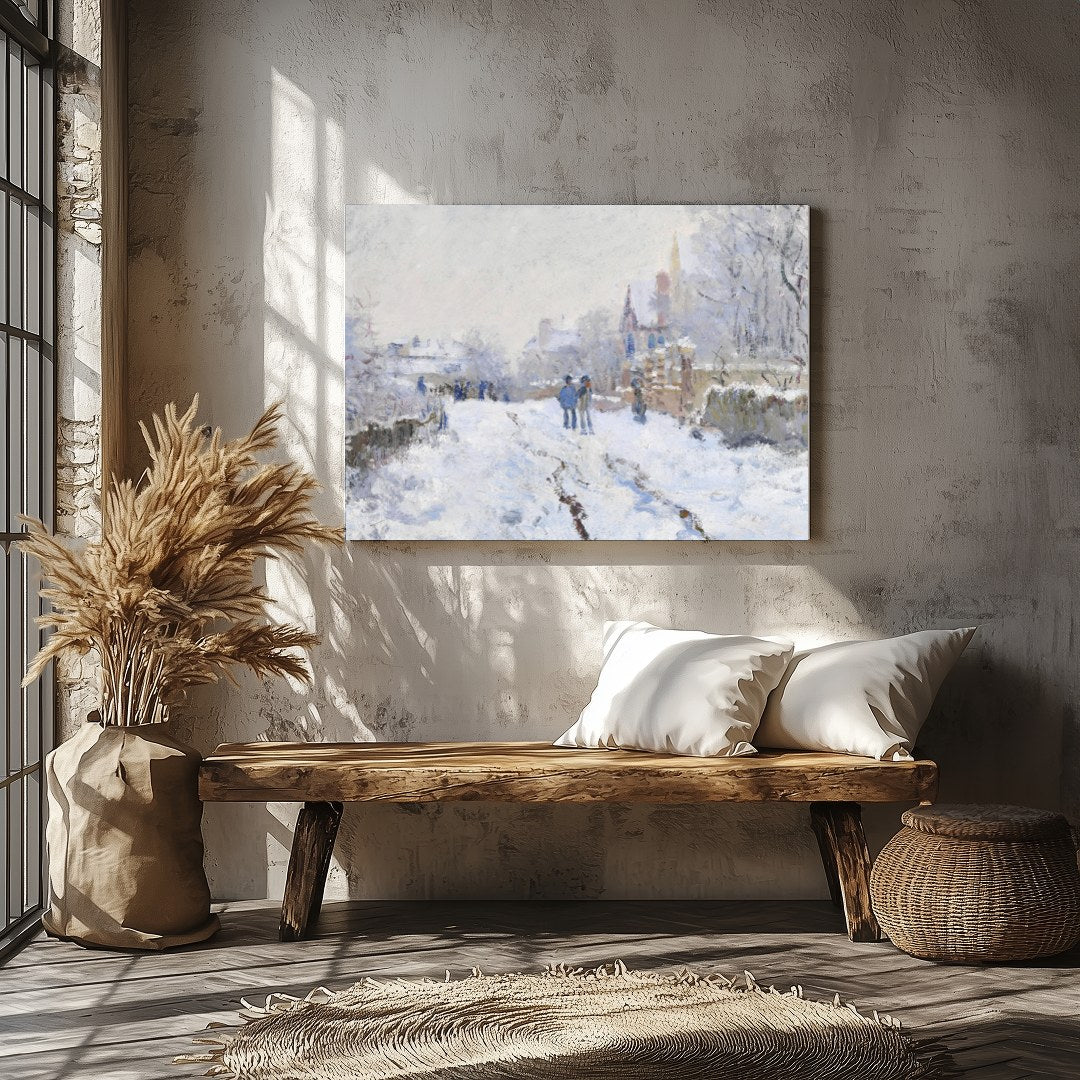Immerse yourself in the serene beauty of a winter wonderland with this evocative piece. The artwork for Veranda