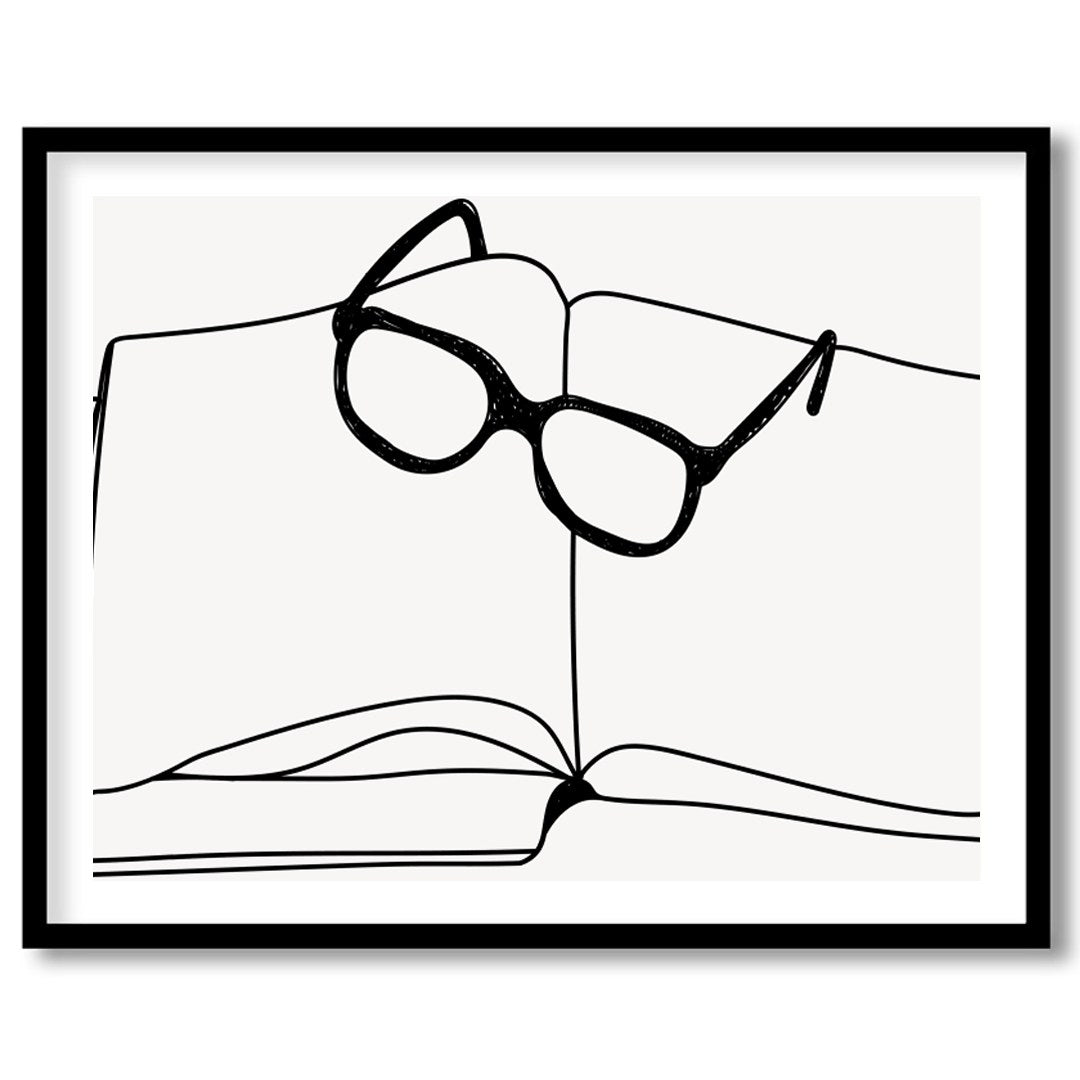 Embrace the intellectual elegance of this minimalist sketch featuring an open book adorned with for kitchen