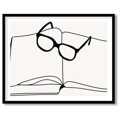 Embrace the intellectual elegance of this minimalist sketch featuring an open book adorned with for kitchen