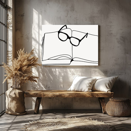 Embrace the intellectual elegance of this minimalist sketch featuring an open book adorned with for Veranda
