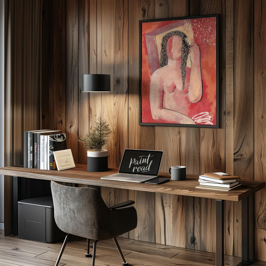 This expressive painting, reminiscent of early 20th-century modern art movements like Fauvism or Ex… for office
