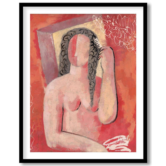 Woman Combing Hair Painting available online at Paintroad showing art history artistic and bathroom