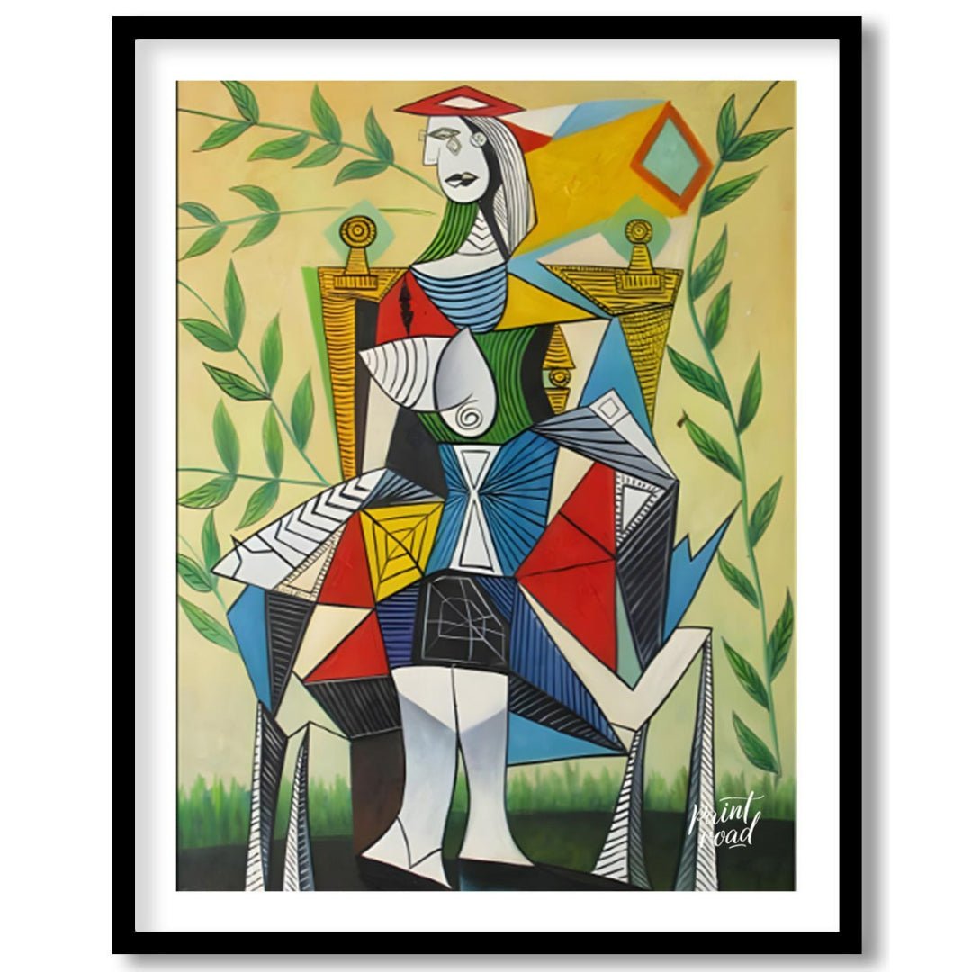 This vibrant Cubist portrait by Pablo Picasso depicts a seated woman in a garden setting, rendered … for lovely house