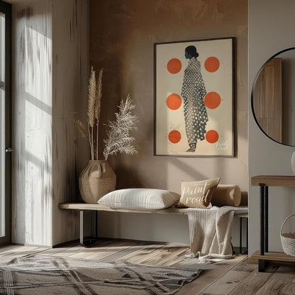 This striking and minimalist artwork features the profile of a woman in a stylized, flowing garment… for entryway
