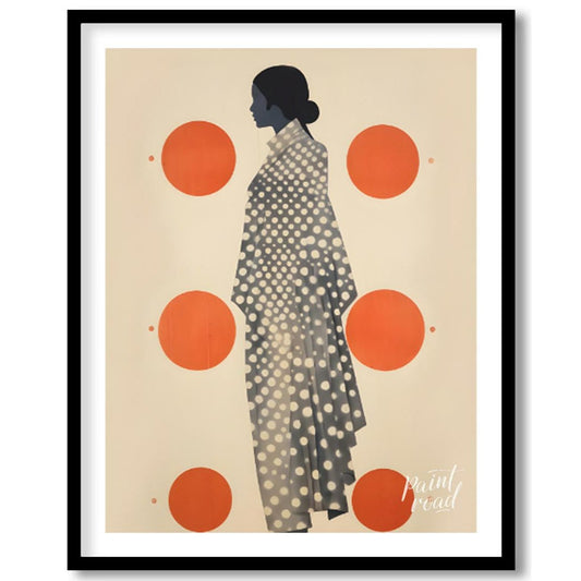 This striking and minimalist artwork features the profile of a woman in a stylized, flowing garment… for sweet home