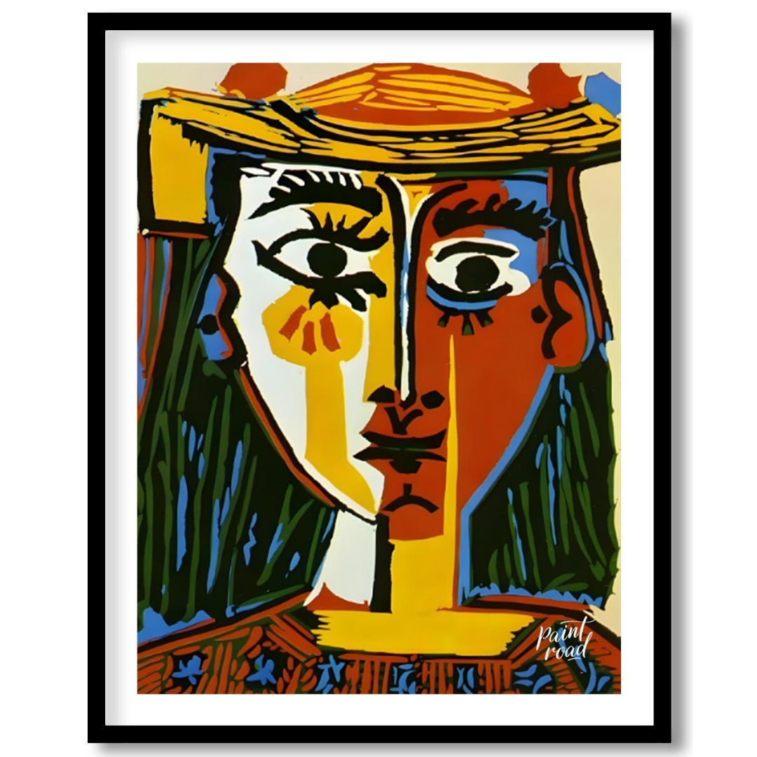 Pablo Picasso’s “Woman with a Hat” (Femme au Chapeau) is an iconic and vibrant example of his Cubis… for sweet home