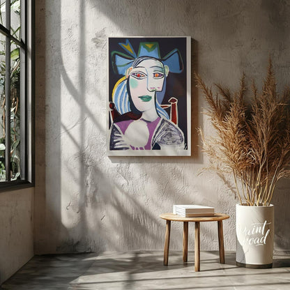 This striking portrait by Pablo Picasso, titled “Bust of a Woman with a Hat,” likely depicts his mu… for living room