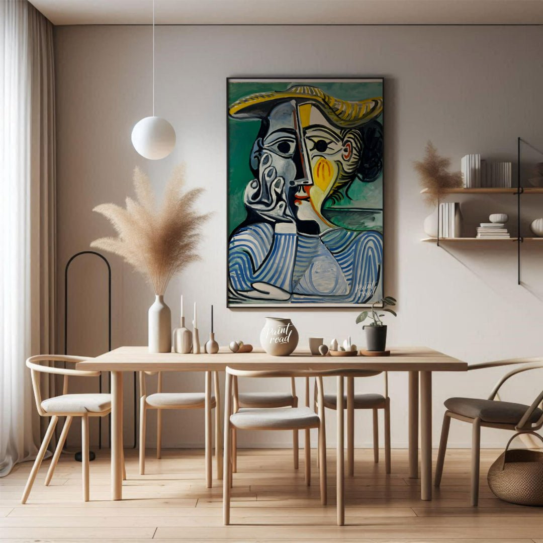 Pablo Picasso’s “Woman with Yellow Hat” is a compelling portrait, believed to depict his muse and l… for dining room