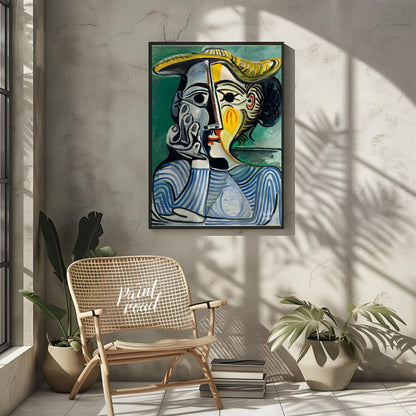 Pablo Picasso’s “Woman with Yellow Hat” is a compelling portrait, believed to depict his muse and l… for living room