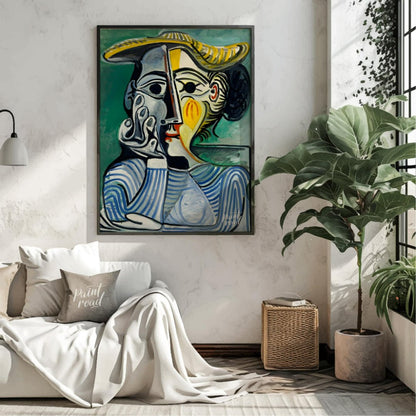 Pablo Picasso’s “Woman with Yellow Hat” is a compelling portrait, believed to depict his muse and l… for living room