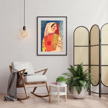 This vibrant artwork, “Woman” by Mikuláš Galanda, is a striking example of modern art with a folk a… for living room