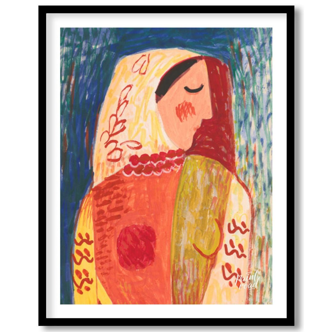 This vibrant artwork, “Woman” by Mikuláš Galanda, is a striking example of modern art with a folk a… for room