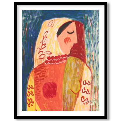 This vibrant artwork, “Woman” by Mikuláš Galanda, is a striking example of modern art with a folk a… for room