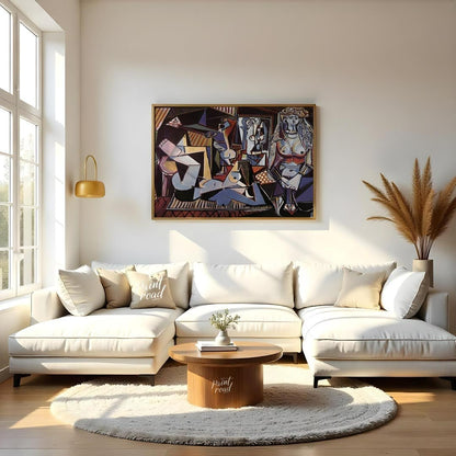 This vivid painting is identified as Pablo Picasso’s “Women of Algiers (Version O).” It features a … for living room