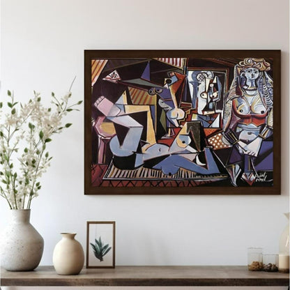 This vivid painting is identified as Pablo Picasso’s “Women of Algiers (Version O).” It features a … for living room