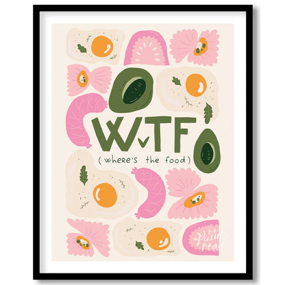 This whimsical and humorous poster features the bold, green acronym "WTF" with the clever subtitle … for space
