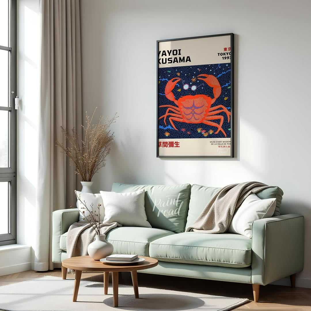This striking art print is an exhibition poster for Yayoi Kusama’s “Tokyo 1993” show, featuring her… for living room