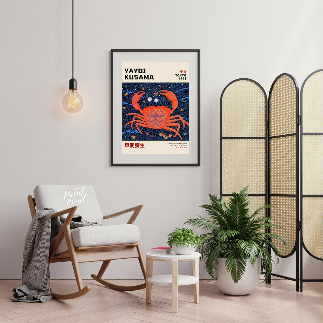 This striking art print is an exhibition poster for Yayoi Kusama’s “Tokyo 1993” show, featuring her… for living room