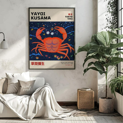 This striking art print is an exhibition poster for Yayoi Kusama’s “Tokyo 1993” show, featuring her… for living room