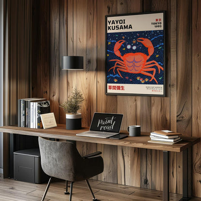 This striking art print is an exhibition poster for Yayoi Kusama’s “Tokyo 1993” show, featuring her… for office