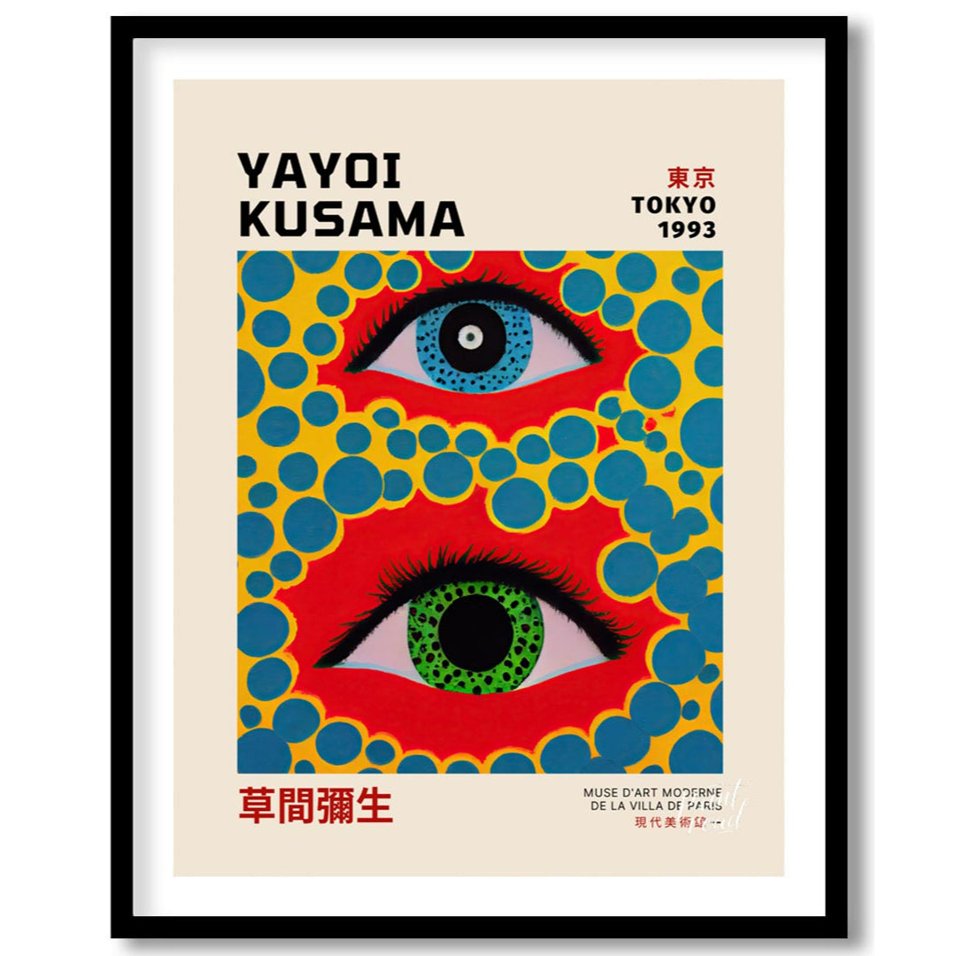 This captivating art print serves as an exhibition poster for Yayoi Kusama’s “Tokyo 1993” show, fea… for lovely house