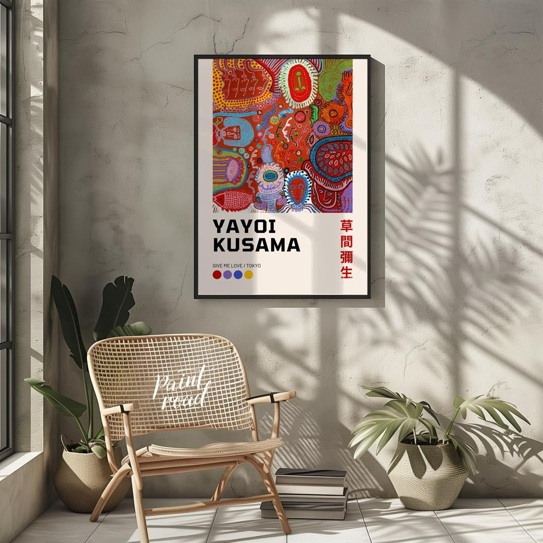 This captivating art print showcases a vibrant and complex piece from Yayoi Kusama’s “My Eternal So… for living room