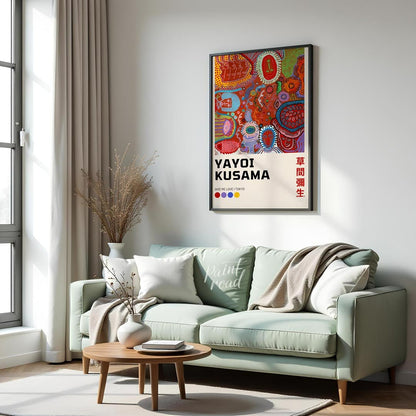 This captivating art print showcases a vibrant and complex piece from Yayoi Kusama’s “My Eternal So… for living room