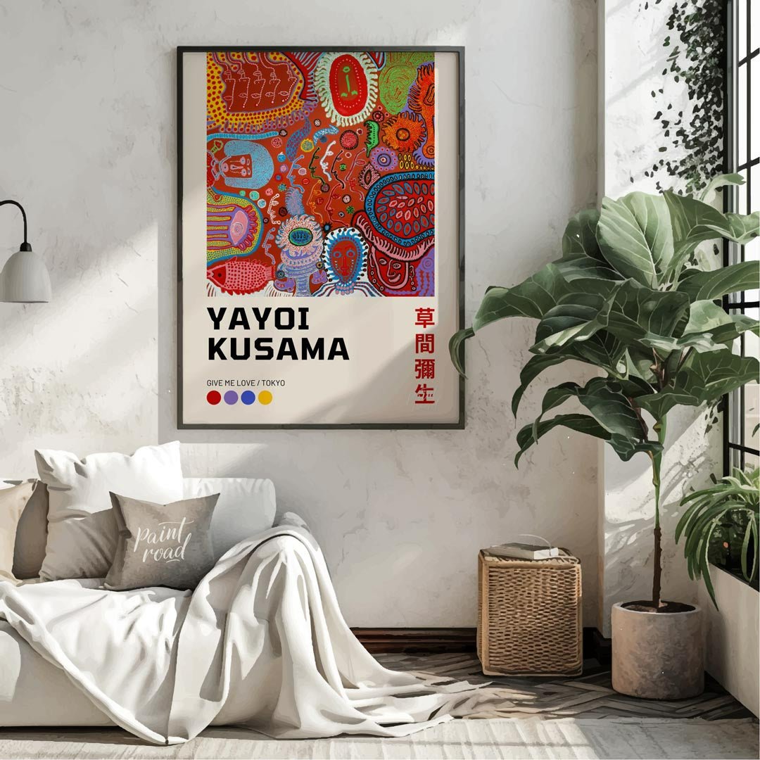 This captivating art print showcases a vibrant and complex piece from Yayoi Kusama’s “My Eternal So… for living room